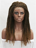 Brown Ombre Two Tones Braids Long Synthetic Lace Front Wig