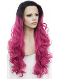 Charming Ombre Red Wave Long Synthetic Lace Front Wig - FashionLoveHunter