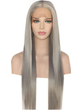 Dark Ash Dim Gray Straight Synthetic Lace Front Wig
