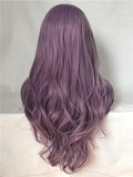 Long Lilac Purple Wave Synthetic Lace Front Wig - FashionLoveHunter