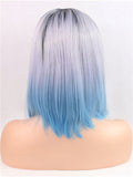 Dark To Light Ombre Periwinkle Pastel Blue Synthetic Lace Front Wig - FashionLoveHunter