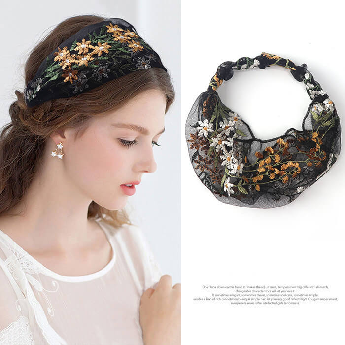 Embroidered Lace Headband