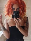 Short Tawny Daylily Ombre Flame Synthetic Lace Front Wig