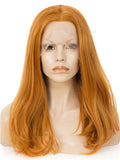 Ginger Orange Shoulder Length 17 Inch Straight Bob Synthetic Lace Front Wig - FashionLoveHunter