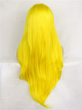 Glowstix Bright Yellow Long Straight Synthetic Lace Front Wig - FashionLoveHunter