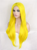 Glowstix Bright Yellow Long Straight Synthetic Lace Front Wig - FashionLoveHunter