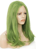 Grass Green Shoulder Length 17 Inch Straight Synthetic Lace Front Wig - FashionLoveHunter
