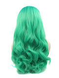 Green Mixed Ombre Long Wave Synthetic Lace Front Wig - FashionLoveHunter