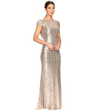 Full Sequined Slim U-shaped Backless Sexy Evening Trumpet Mermaid Gold Floor-Length Party Dress