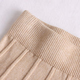 Fashion Women Winter Casual Elastic High Waist Midi Skirt A Line Elegant Solid Pleated Knitted Skirts