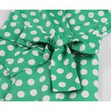 Vintage 50s 60s Retro Women Short Sleeve Cotton Robe Pin Up Swing Green Polka Dot Dress
