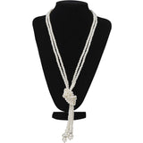 4pcs/set 1920s Flapper Accessories Set Rhinestone Headpiece Pearl Knot Necklace Bracelet with Cigarette Holder