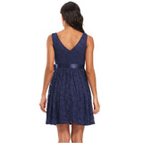 Short Lace Formal Sleeveless Backless Runway Elegant Pink Evening Party Dress