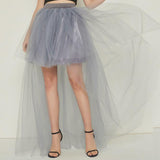 Irregular Tulle Women Summer HLong Party Petticoat Casual Style Punk Goth Black igh Waist Skirt