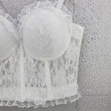 Lace Crop Top Push Up Breast Summer Sexy Corset With Cup Nightclub Party Short Women Camis In Bra Cropped