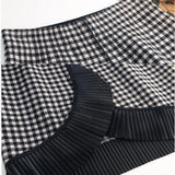 Women Retro Plaid Autumn Korean Office High Waist Vintage Knitted Trumpet Black Skirts