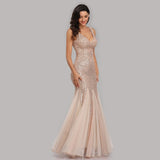Plus Size V Neck Mermaid Burgundy Dress Long Formal Prom Party Gown Sequins Sleeveless Sexy Evening Vestido