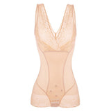 Women Bodysuit Shapewear Underwear See Through Mesh Sexy V-neck Bottom Stretch Slim Shapewear