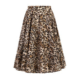 Spring Animal Leopard Retro Vintage 50s Skirt Women Ladies A Line Midi Floral Print Plus Size Sexy High Waist Swing Pinup Skater