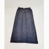 Denim High Waist A-Line Floor-Length Long Women Vintage Maxi Jeans Skirt