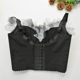 Women Floral Nightclub Party Crop Top With Built in Bra Cropped Sexy Ladies Corset Off  Shoulder Push Up Chest