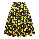 2021 Blue Strawberry Women Swing Midi Skirt High Waist Casual Office Retro Vintage 40s 50s 60s Pinup Rockabilly Plus Size Skirts