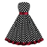 Off Shoulder Sexy Party Night Polka Dot Vintage 50s High Waist Rockabilly Elegant Midi Dress with Belt