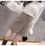 Ladies Elegant A-line Short Skirts Korean Style Vintage Woolen All-match Women High Waist Mini Skirt