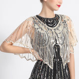 Retro Geometric Sequin Shrug Vintage 1920s Shawl Wraps Flapper Cover Up Women Mesh Scarf