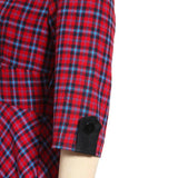 V Neck Wrap Double Breasted High Waist Tartan Vintage Autumn 3/4 Length Sleeve Elegant Plaid Dress