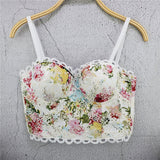 Crop Tops Summer Embroidery Print Sexy Women Top Push Up Slim Camis Top Bralette Bra To Wear Out Corset Tops