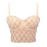 Rhinestone Top Women Camis Cropped Sexy Off Shoulder Corset Crop Top To Wear Out Nightclub Push Up Bustier
