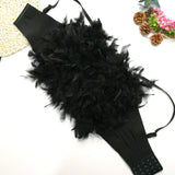 Winter Feather Sexy Dance Show Corset Women Camis Bar Cropped Crop Top With Built In Bra Push Up Chest