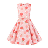 2021 Tunic Midi Kids Baby Girl 50s Vintage Dress Sleeveless Cherry Strawberry Dresse High Waist Floral Retro Dress for Girl