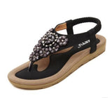 Solid Open Toe Women New Summer Crystal Flat Roman Shoes Plus Size 35-45 Vacation Beach Sandal