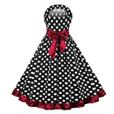 Off Shoulder Sexy Party Night Polka Dot Vintage 50s High Waist Rockabilly Elegant Midi Dress with Belt