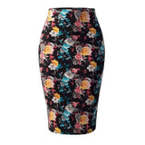 Print Summer Women Floral High Waist Pencil Vintage Sexy Party Wear Midi Skirt