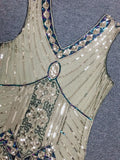 Womens's 1920S GATSBY Sequin V-neck Beaded Fringed Dress V-back Party Dresses Sexy Fringed Dress Sleeveless Gown