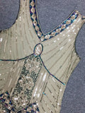 1920S GATSBY Sequin V-neck Beaded Fringed V-back Party Sexy Fringed Dress Sleeveless Gown