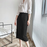 Autumn Women Bodycon Elastic High Waist Sexy Elegant Knitted Straight Skirts