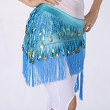 Belly Dancing Belt Colorful Waist Belly Dance Hip Scarf Belt Decor Coins Beads Sequins Fringed Triangle Skirt