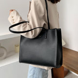 High Capacity Solid Color PU Leather Shoulder Bag