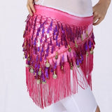 Belly Dancing Belt Colorful Waist Belly Dance Hip Scarf Belt Decor Coins Beads Sequins Fringed Triangle Skirt