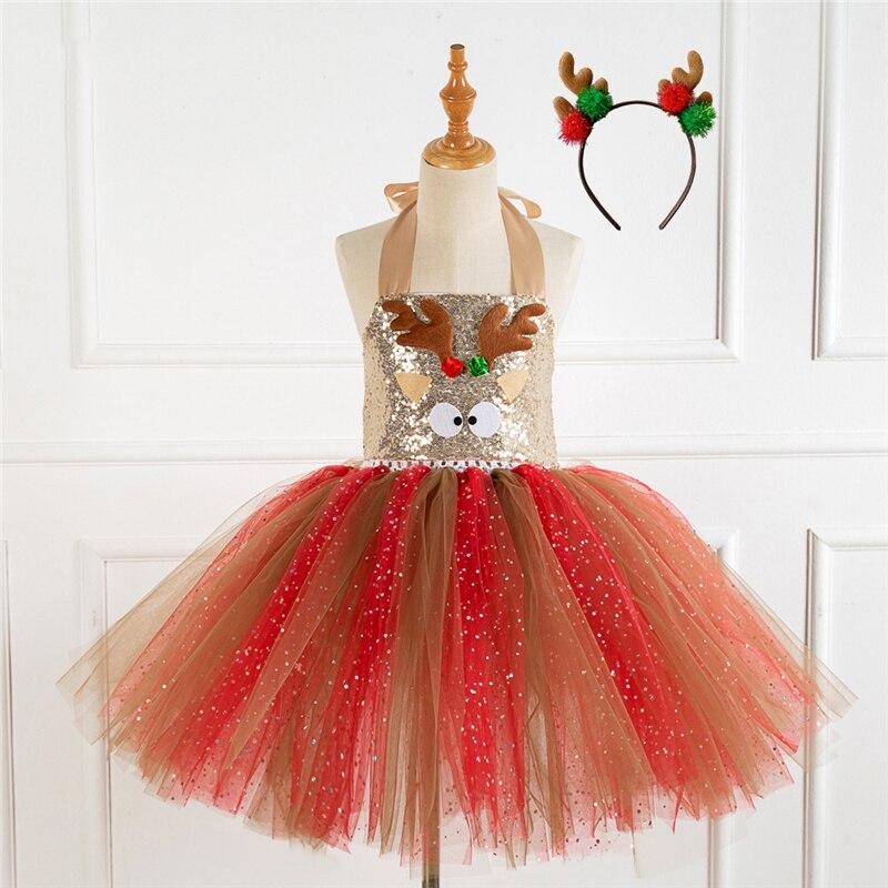 Cute Reindeer Costume Cosplay For Girls Dress Halloween Costume For Kids Carnival Christmas Party Dress Up Suit