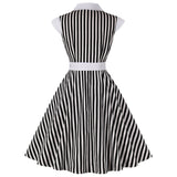 Elegant Summer Casual Vintage Party Dress Striped Printed White Black Office Ladies Suit Collar Dresses Women y2k OL Sundress