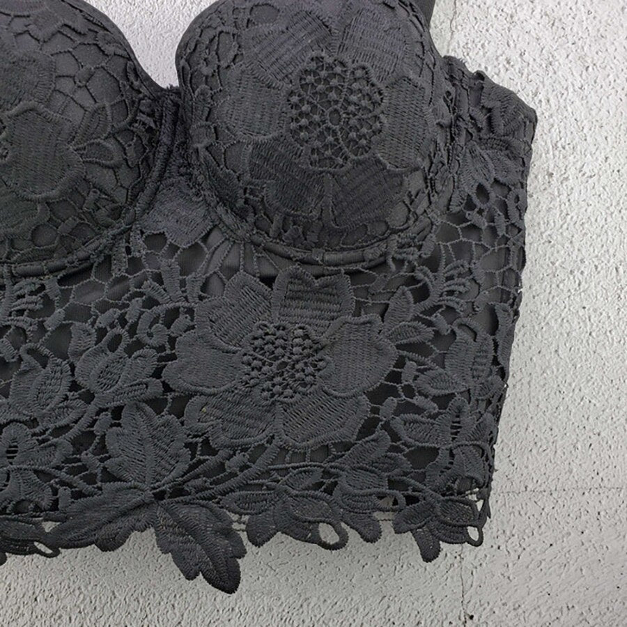 Women Crop Tops Lace Sexy NightClub Party Cami Push Up Bralette Hollow Out Summer Top To Wear Out Corset