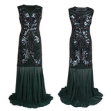 1920s New V-neck Long Evening Dress Embroidered Sleeveless Prom Pleated Chiffon Robe De Soriee Elegant Party Dress