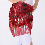 Belly Dancing Belt Colorful Waist Belly Dance Hip Scarf Belt Decor Coins Beads Sequins Fringed Triangle Skirt