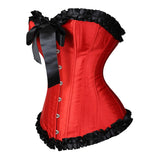 Overbust Corset Plus Size Satin Lace Up Sexy Corselet Corsets and Bustiers Tops Waist Cincher Corselet Gothic Lingerie Women