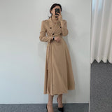 Autumn Women Elegant Pleated Shirt Dresses Full Sleeve Slim Double Breasted Sashes Dress Chic Female Office Lady Maxi Vestidos